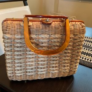 Hand-Made in British Hong Kong Vintage Wicker Purse